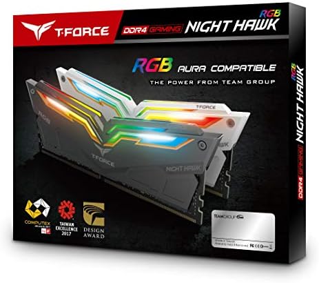 TEAMGROUP T-Sila Noć Hawk RGB 3600MHz 16GB Kit (2x8GB) CL18 DDR4 SDRAM (PC4-28800) Desktop Pamćenje Modul ram TF1D416G3600HC18JDC01 - Crna