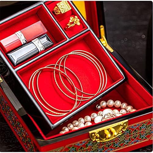 SSMDYLYM Antikviteta Retro Drvena Kutija Kutiji Kući Pribor Naušnicu Poklon Drvena Kutija za dragulje (Boja