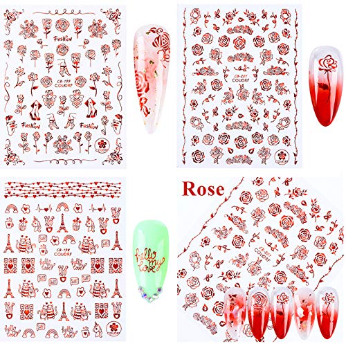 3D Čestitke Ekser Naljepnice Crveni Dan Zaljubljenih Ekser Umjetnost Naljepnice Samo-Ljepilo Valentine Nokte