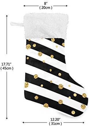 YUEND Božić Čarapu Opremu Klasik Lični Umjetnost Zlatni točkice Traka Linije Crno Bijelo s Bijelim Luksuzan