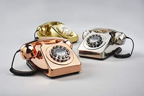 Rotary Dizajn Retro Fiksni Telefon za Kuci, boje Metala Bakra