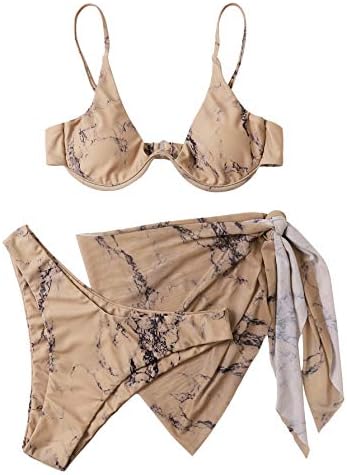 SOLY HUX Žena je 3 Komad Kravatu Boja Bikini Set Kupaći kostim sa Saronzi Pokriti Ups Plaži Suknju Kupaći