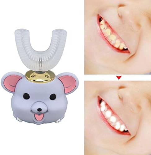FTVOGUE Usta Elektricnu Cetkicu za zube U Obliku Četkicu za zube USB Naplaćivati Crtani Djecu U Obliku Četkicu za zube sa Silikonom Oprati Glavu(Mali)
