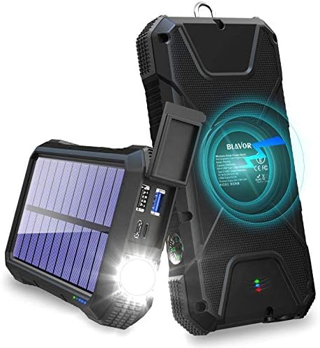 20,000 mAh Brzo Solarne Punjac za Zatvorenom Koristiti Plus 20,000 mAh Foldable Solarne Ploče Punjač (Crna