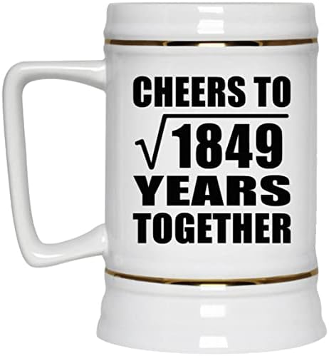 43 Godišnjicu Živjeli Na Kvadratni Korijen od 1849 Godina Zajedno - 22oz Pivo Stein Keramičke Bar Šolju