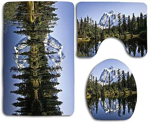 3 Komad Ne Skliznuti Kupatilo Patosnice Pasti Obojeni Drveća i Snješko Planinu Krajolik sa Crystal Lake-u