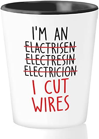 Električar čašom 1.5 oz - Električar porezala sam Žice - Smiješno Humor Električne Inžinjer Elektrotehnike