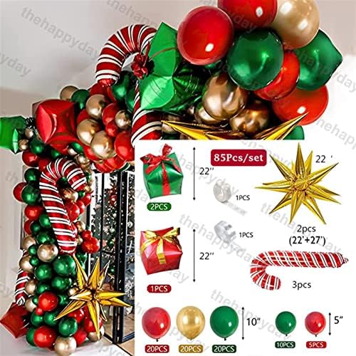 JKJYING Božićne Dekoracije Božić Balone Garland Kit Crveni Zelene Balon Arch Božić Slatkiše Folije Balone