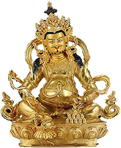 YHSTG Tibetano Amarelo Jambhala estátua de Buda Nepal Glück Deus estátua de Bronzanog de Buda de Ouro-banhado
