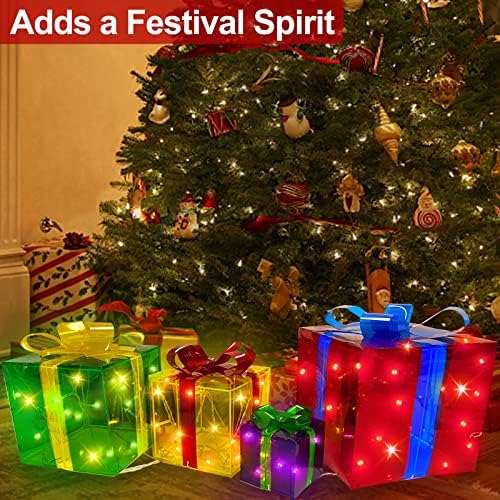 TURNMEON Božić Svjetlo Poklon Kutije Ukrasima sa Tajmer 2 Nacina Različite Veličine Baterije Svjetlo Bozic